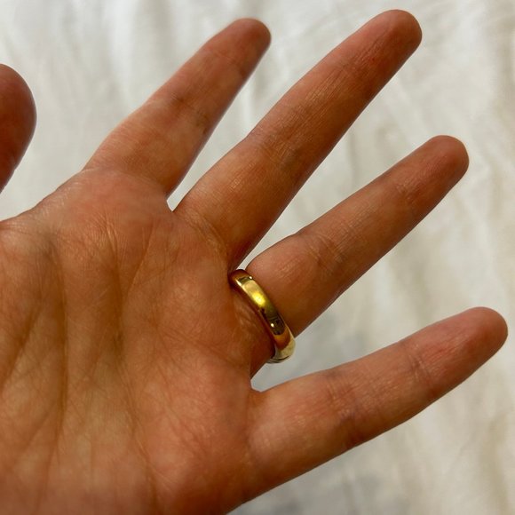 Gold & Cabochon Green & Red Gemstone Bypass Ring - Picture 8 of 10